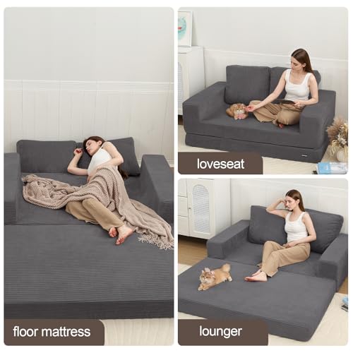 Image of COMAX Futon Sofa Bed, Convertible Sofa Bed, Folding Boneless Couches | Boneless Couch for living room, 4‑in‑1 Fold Out Small Foldable Loveseat Floor Sleeper Mattress Lounge Space‑Saving