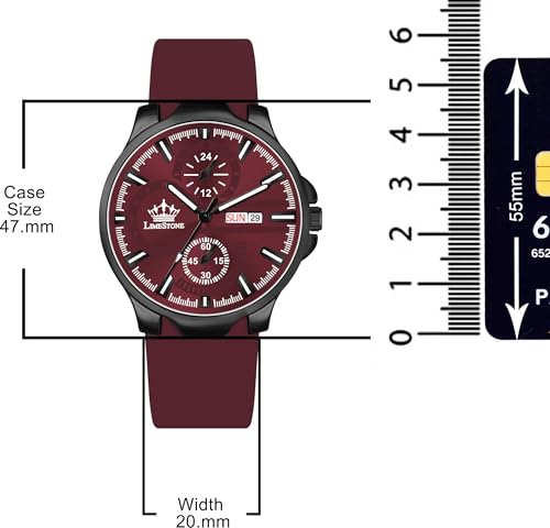 Image of LIMESTONE Men's Analog Quartz Watch with Day & Date Display, Leather /Silicone Strap - Casual & Formal Wrist Watch for Men