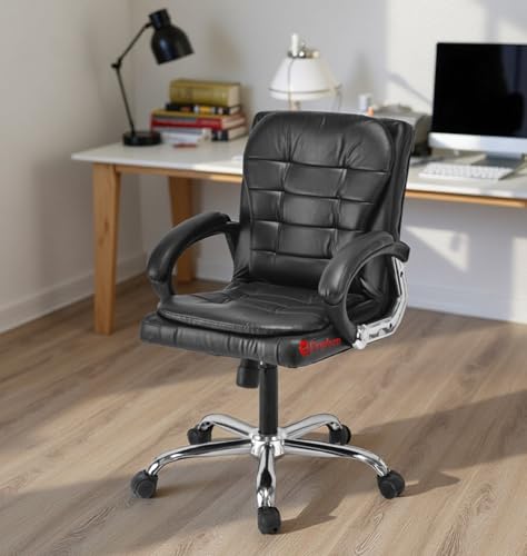 Image of Comfortable Ergonomic Revolving Medium Back Office /Home Study Revolving Leatherette Chair (1, Black, Standard)