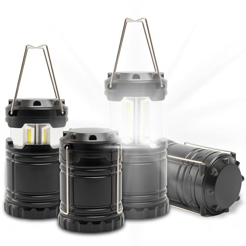 ATack LED Camping Lantern Battery Powered 4-Pack Camping Flashlight Lantern for Power Outages, Portable Collapsible Hanging Lights Essential for Home Outdoor Hurricane Emergency Lamp Survival Kit Gear