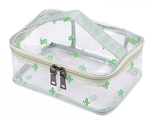 WODISON Clear Travel Cosmetic Bag Makeup Train Case Organizer with Top Handle Large