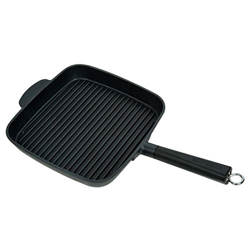 MasterPan Ultra Nonstick Deep Grill Frying Pan with Detachable Handle 11 Black MP-113