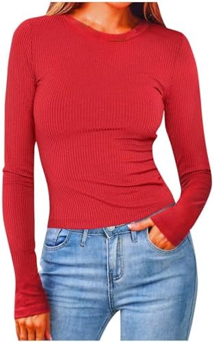 Tee Shirt Femme Tshirt Manche Longue Basique Haut Décontracté Vet...