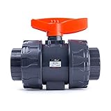 HYDROSEAL Kaplan 2’’ PVC True Union Ball Valve with Full Port, ASTM F1970, EPDM O-Rings and Reversible PTFE Seats, Rated at 200 PSI @73F, Gray, 2 inch Socket (2 inch)