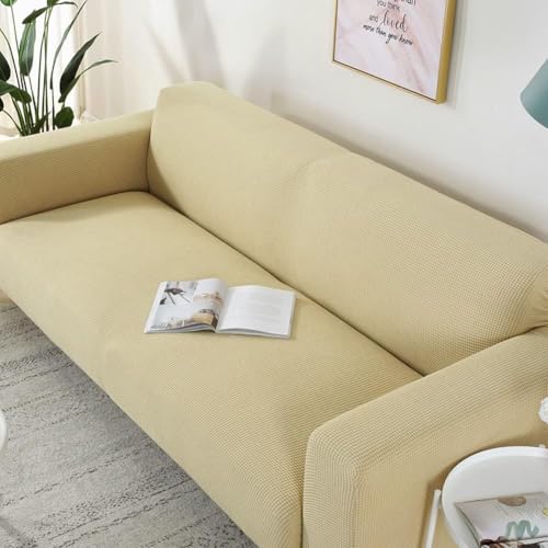 Housse de canapé extra large beige 5 places extensible pour grand canapé d'angle - 3