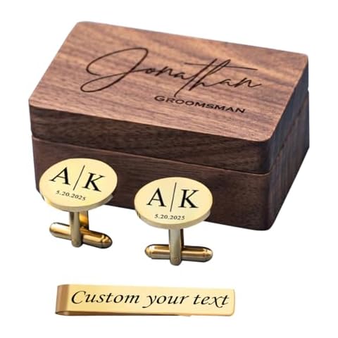 Personalized Cufflinks for Men, Wedding Cufflinks for Dad, Groom, Best Man, Groomsmen, Father of the Groom, Groomsmen Wedding Gift Set Cover