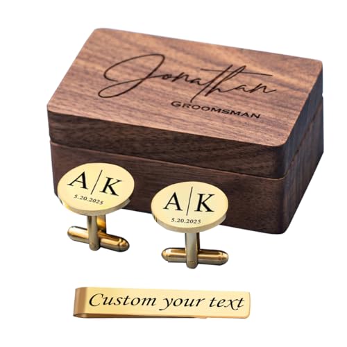 Personalized Cufflinks for Men, Wedding Cufflinks for Dad, Groom, Best Man, Groomsmen, Father of the Groom, Groomsmen Wedding Gift Set