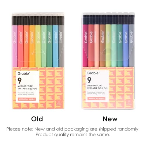 Grabie Löschbare Gelstifte, lassen Fehler verschwinden, farbige Stifte, zum Zeichnen, Schreiben, Planer, Gelstifte zum Ausmalen (9 Farben Stifte: Whimsical Whirls)