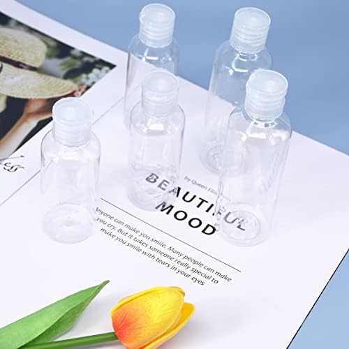 5PCS Reusable Travel Bottles Flip Cap 60ml 100ml Refillable Travel Containers Samll Empty Cosmetic Bottles Holiday Travel Clear Plastic Bottles Transparent Liquid Bottles for Air Travel Toiletries
