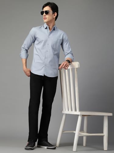 Image of Majestic Man Solid Cotton Casual Shirt - Slim Fit, Full Sleeves, Premium Button Closure
