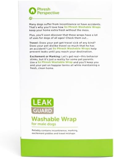 Miniatura 2 de So Phresh Envoltura protectora de fugas lavable para perros machos, paquete grande de 2