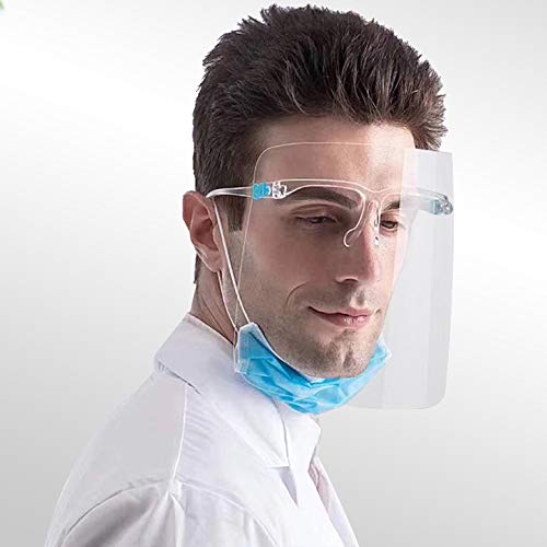 12 Pack Safety Face Shields with Glasses Frames - Ultra Clear Protective Full Face Shields