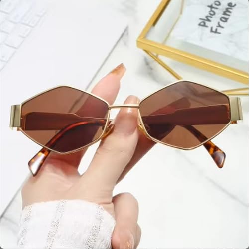 Image of Dervin Fashionable Retro Hexagonal Sunglasses for Women & Men | Trendy, Stylish & Classic 90s Vintage Style | UV400 Protection & Durable Metal Frame
