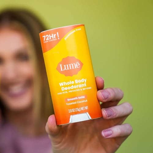 Image of Lume Whole Body Deodorant - Smooth Solid Stick - 72 Hour Odor Control - Aluminum Free, Baking Soda Free and Skin Loving - 2.6 Ounce (Pack of 3) (Toasted Coconut)