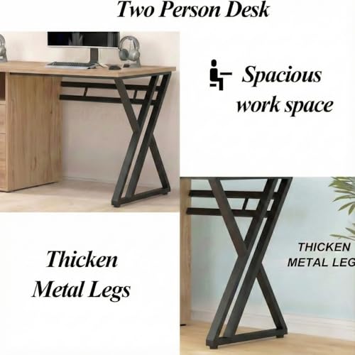 Image of TEKAVO Dezian Two Person Desk, Computer Table for Two | Office Table for Home | Desk Workstation, Desktop Pc, 2 Drawer & 1 Shelf | Brown Wood | (240 Cm X 60 Cm X 75 Cm) - DIY