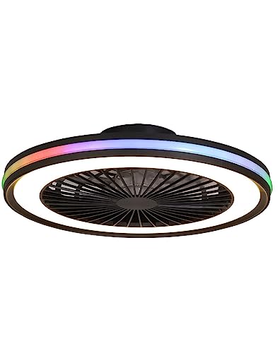 Ventilador de techo LED 60W GAMER 55.6×14.2cm Negro con Mando a distancia Luces RGB