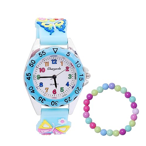 MUXIJIA Kinder Uhren für Mädchen ab 3-10 Jahre, 3D Cartoon Mädchenuhr Silikon Uhrenarmband Kinderuhr, Analog Quarz Armbanduhr Jungen Uhr Mädchen Uhr (Blau)