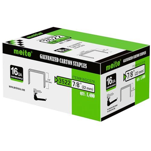 meite Carton Closing Staples 1-3/8" Wide Crown 7/8" Leg 1,400PCS x 10 Boxes