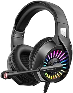 ZIUMIER Gaming Headset with Microphone, Compatible with PS4 PS5 Xbox One PC Laptop, Over-Ear Headphones with LED RGB Light, Noise Canceling Mic, 7.1 Stereo Surround Sound