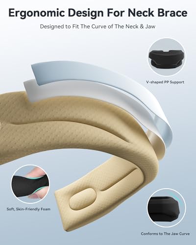 Image of Neck Brace Cervical Collar - Neck Support Brace for Sleeping, Soft Foam Wraps Keep Vertebrae Stable and Aligned for Relief of Cervical Spine Pressure Black Small(10.6-12.6 Inch)