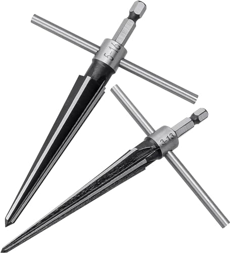 Treki 2pcs Escurridor Cónico Escariador Hexagonal Cónico de Mano en Forma de T 3-13mm 5-16mm Escariador Manual de Cono con Vástago Hexagonal para Agujeros Herramienta de Molinillo Cónico