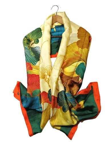 Shanlin Silk Feel Long Floral Satin Scarves for Women in Gift Box3