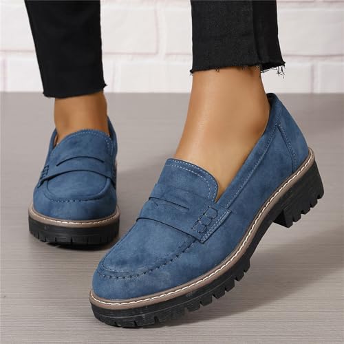 Image of Womens Loafers Shoes Platform Chunky Penny Loafer Lug Sole Comfortable Slip On Work Office Business Casual Dress Shoes, US Size 5-11.5