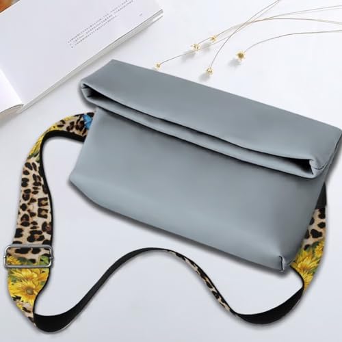 Image of Coldinair Leopard Print Purse Strap Replacement Sunflower Crossbody Handbag Straps Butterfly Wide Wide Strap for Crossbody Bag