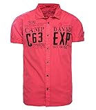 Ärmel mit Knopfriegel Camp David Herren Hemd Kurzarm Just let Things Happen CCU-1900-5717 S M L XL XXL XXXL (XXL, red)