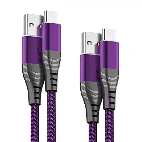 VKETO Câble USB de type C 2M, chargeur de type C nylon charge rapide et synchronisation câble USB C pour Samsung S10/S9/S8/Note 10/Note 9, Huawei P30/P20/Mate 20, Sony Xperia(violet) Cover