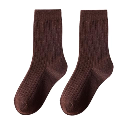 Stacking Socks for Fall Winter Solid Color High Elastic Stockings Coffee One Size