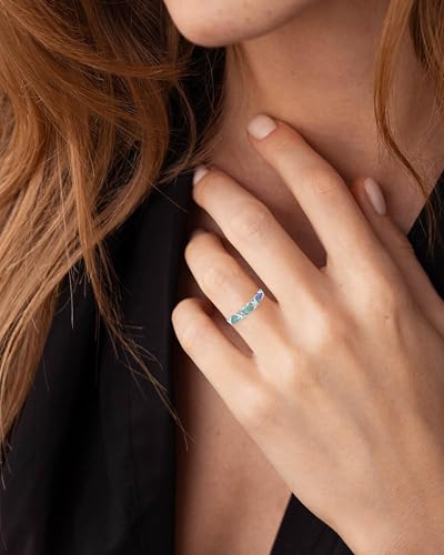 S925-Sterling-Silver Opal Eternity Rings for Women - Stackable Band Rings Elegant Unique Design Ring Fashion Accessory Jewelry Gifts for Everyday Wear and Special Occasions2