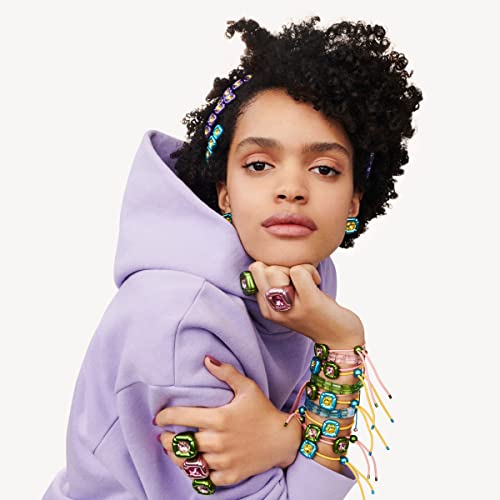 Swarovski Dulcis Soft Bracelet with Pink Crystal in Green Molded Setting on Pink Braided Cord, Part of the Dulcis Collection4