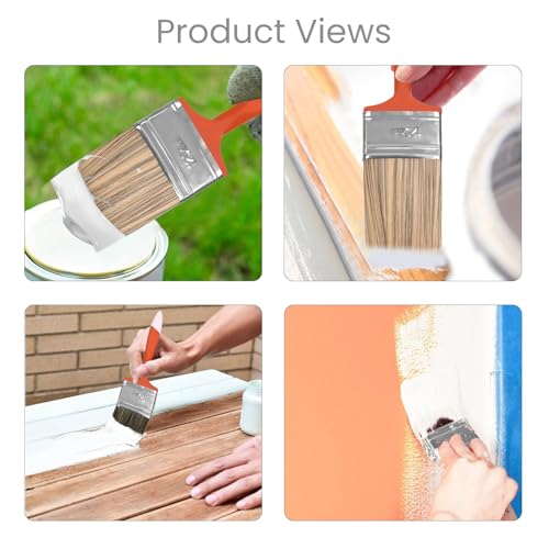 Image of The Decor Co. SINGH IS KING 125mm Paint Brush with Soft Thick Synthetic Bristles and Wooden Handle Water-Based Home Wall Oil Enamel Canvas Painting Brushes for DIY & Professional (Pack of 1, Random Colours)