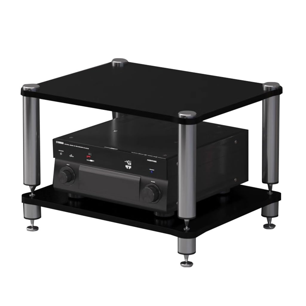 Easnuroz 1/2/3/4-Tiers HIFI Audio Cabinet HIFI Stand Record Player Stand Height Adjustable AV Media Storage Audio Rack Tower For Turntable/Printer/Sky Box/TV(Black,60 * 48 * 38cm(2Tier))