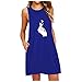 Produktbild KIMODO Damen A-Linien Pyjama Ärmellos Rundhals Mini Kleider Gänseblümchenmuster Lose Casual Longshirt Oversize Tank Tops (Blau-F, XXL)