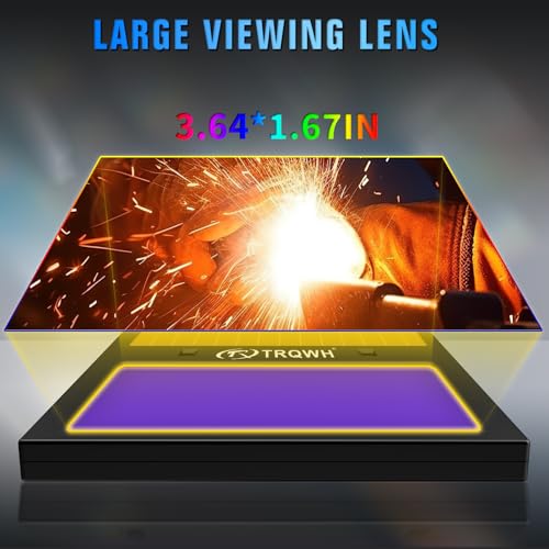 Image of TRQWH Welding Helmet with Light True Color Auto Darkening Welding Helmets for Men Solar Powered Welding Hood with 2 Arc Sensor Wide Shade 4 /9-13 for TIG MIG ARC Cool Welder Mask