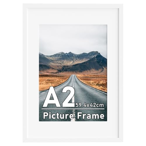 A2 Picture Frame with Removable A3 Mount White 42x59.4cm Photo Frames