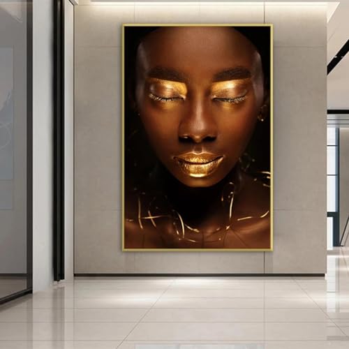 Peinture sur toile portrait femme avec cadre interne pour salon