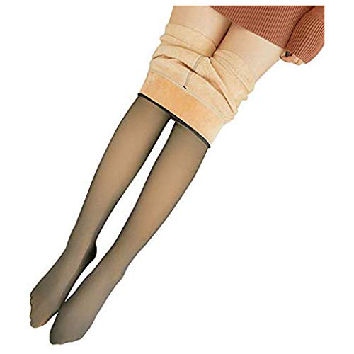 JoCome Legging Chaud Translucide Slim Femme,Jambes Minceur Parfait Faux Translucide Chaud Toison Collant,Polaire Collant Élastique Leggings Thermique Femmes Cover