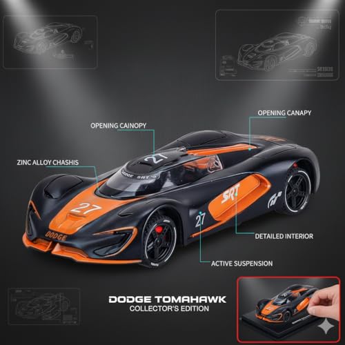 Image of DREAMY DEN Dodge SRT Diecast Toy Car for Kids Age 3-8 | Pull Back Racing with Doors (Pack of 1 - Random Color from 3 Options) | 1:32 Scale