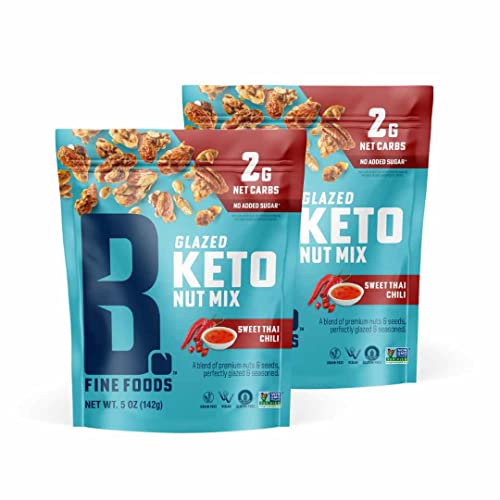 B. Fine Foods Keto Sweet Glazed Nut Mix, Sweet Thai Chili - High Protein Snack, 2G Net Carbs, Gluten-Free - Contains Walnuts, Almonds, Pecans, Cashews, & Sunflower Seeds (5Oz, Pack Of 2) #TOP16
