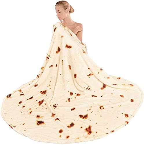 Denkee Tortilla Blanket for Adult and Kids, 80 inch Double Sided Tortilla Throw Blankets, Realistic Food Blanket, Funny Gifts for Kids Teenagers