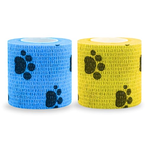 Image of Foodie Puppies 2-Inch Self-Adhesive Kinesiology Pet Bandages - (2 Rolls, Small, 1.8M Each) | Waterproof, Elastic, Breathable Wrap for Dogs, Cats, and Humans | Wound Care, First Aid, Injury Recovery