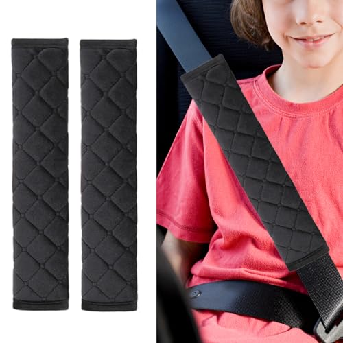 Image of JOYCOURT 2PCS Universal Car Seatbelt Pad Cover, Long Crystal Velvet Shoulder Cover Kit for Adults and Children, Helps Avoid Friction on Shoulder and Neck, Fits All Cars and Packs