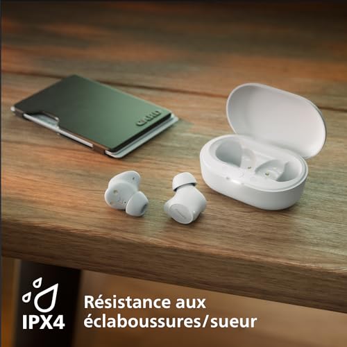 Philips TAT1209WT True Wireless in Ear Bluetooth Headphones - Small Buds. Great Value Natural Sound. Dynamic Bass, Pocket-Sized Charging Case, Clear Calls - White