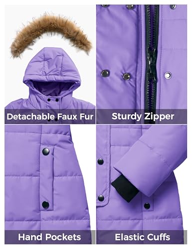 Image of ZSHOW Girls' Long Winter Coat Waterproof Warm Puffer Jacket Hooded Parka