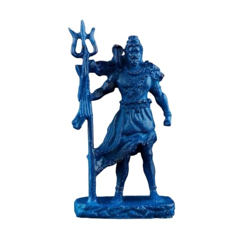 Statuette Shiv Ji Murti bleu polyrésine 7,6 cm idole Shiva pour Pooja domestique