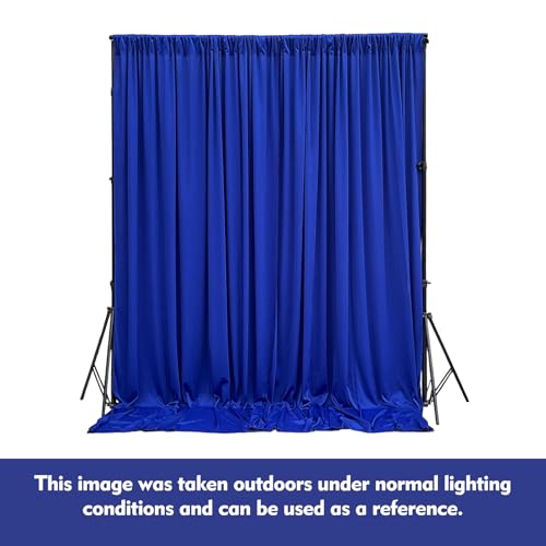 10Ft x 7Ft Royal Blue Backdrop Curtains for Parties, Polyester Fabric Backdrop Drapes with Rod Pockets for Weddings, Birthday, Halloween, Photography, Christmas Party Background Curtain, 2 Panels by Tisspoms - Used condition - Image 7