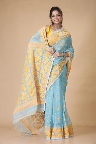 Image of OISHANI SAREE GHOR Women's Traditional Bengal Cotton Silk Soft Jamdani Saree - Beautiful design and Quality - Without Blouse Piece